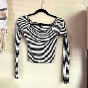 Brandy Melville Crop Long Sleeve Striped Tee